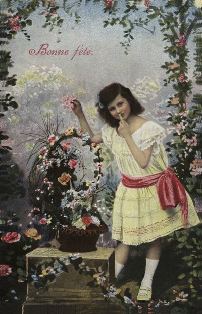 小さな女の子と誕生日カード 作： French Photographer